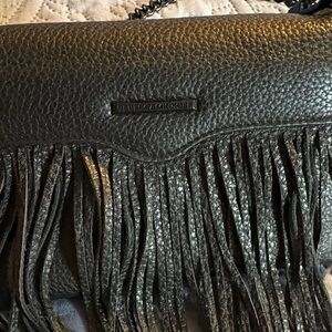 Rebecca Minkoff black Leather Fringe Crossbody Bag